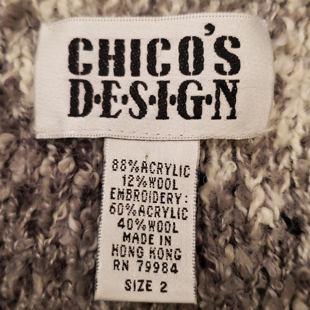 Chico's Cardigan Sweater Size 2 Black and Gray - Picture 5 of 6